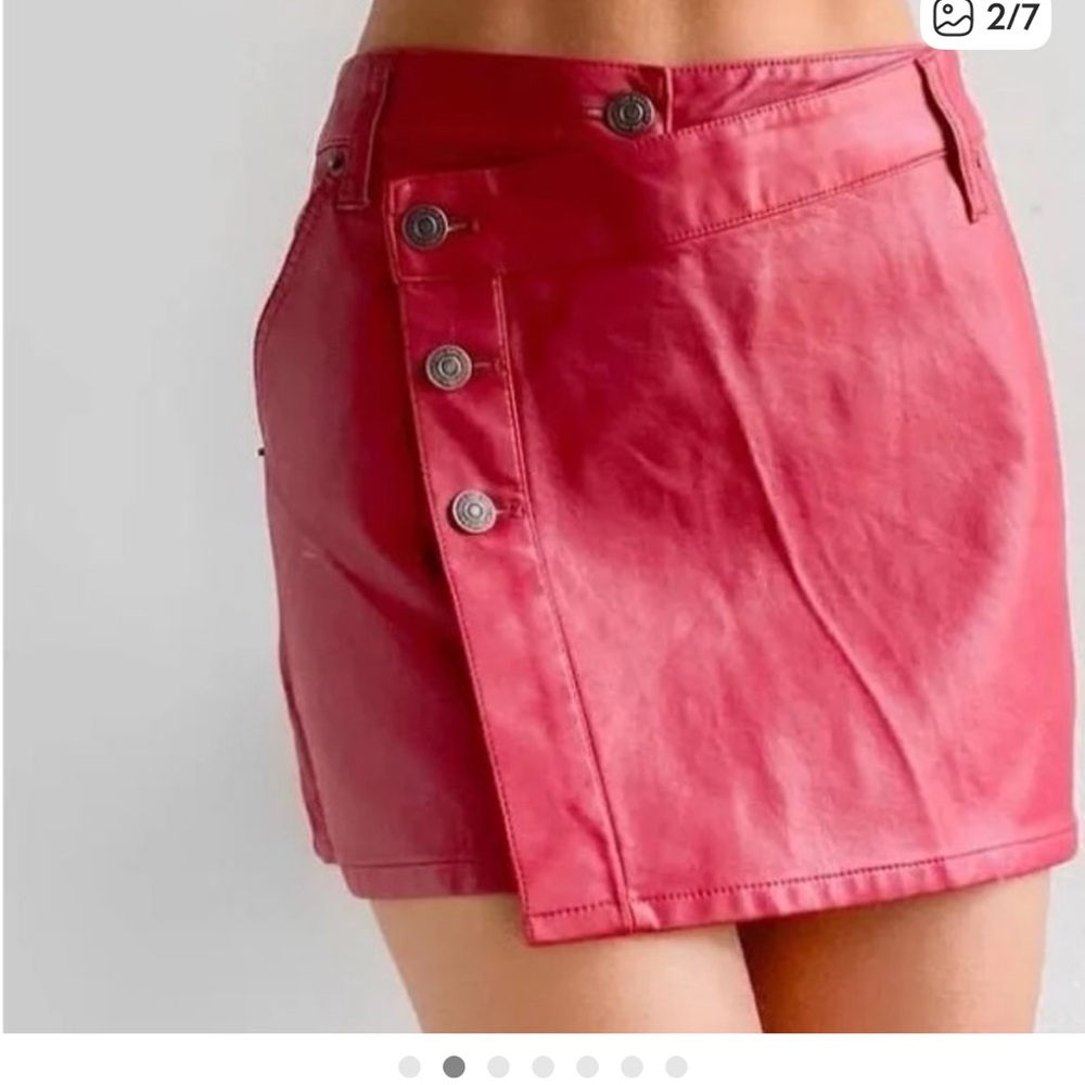 We The Free Wynne Vegan Leather Mini Skirt - Bright Red